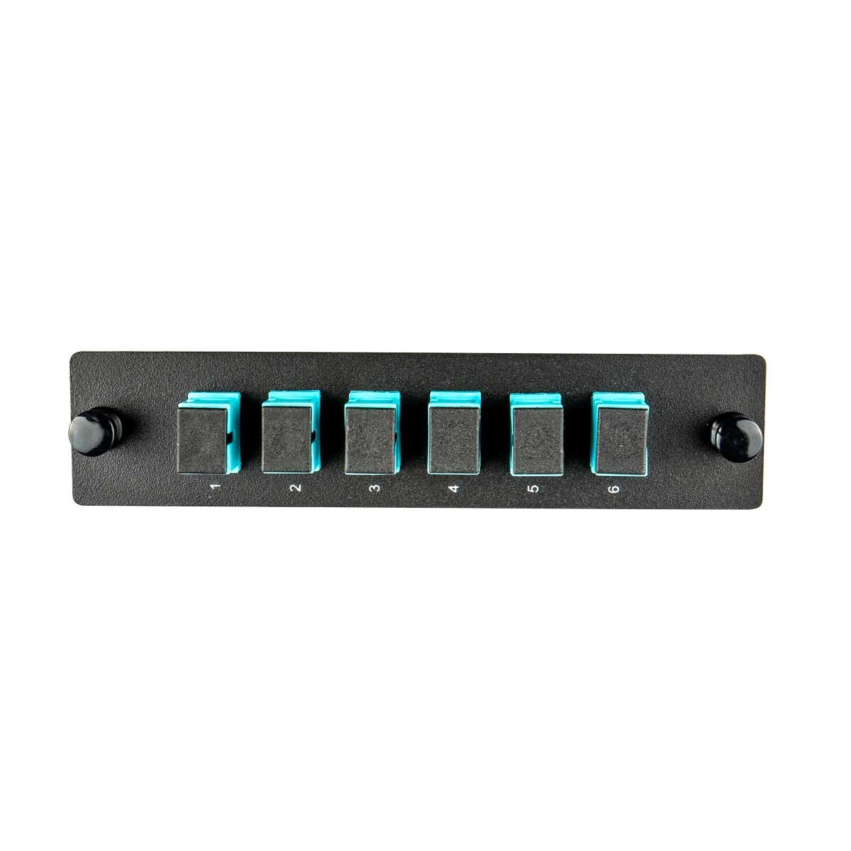 Adapter Plate, 06 Fiber, Simplex, SC/UPC, 50 µm OM3-4, Aqua